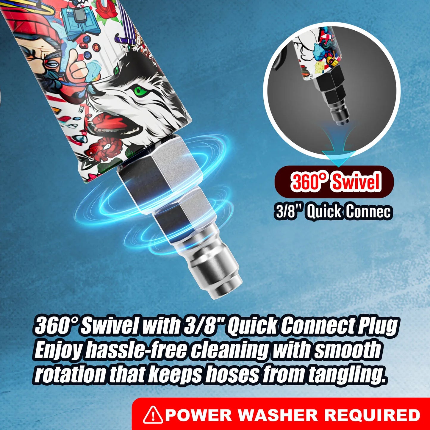 High Pressure Power Washer Gun - Quick Connect Plug for Foam Cannon & Garden Hose, Professional Car Cleaning Tool for Vehicle