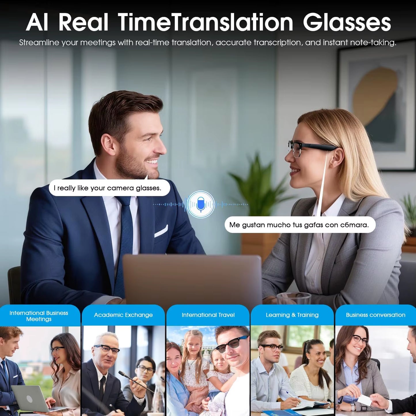  Camera Smart Glasses Video 
