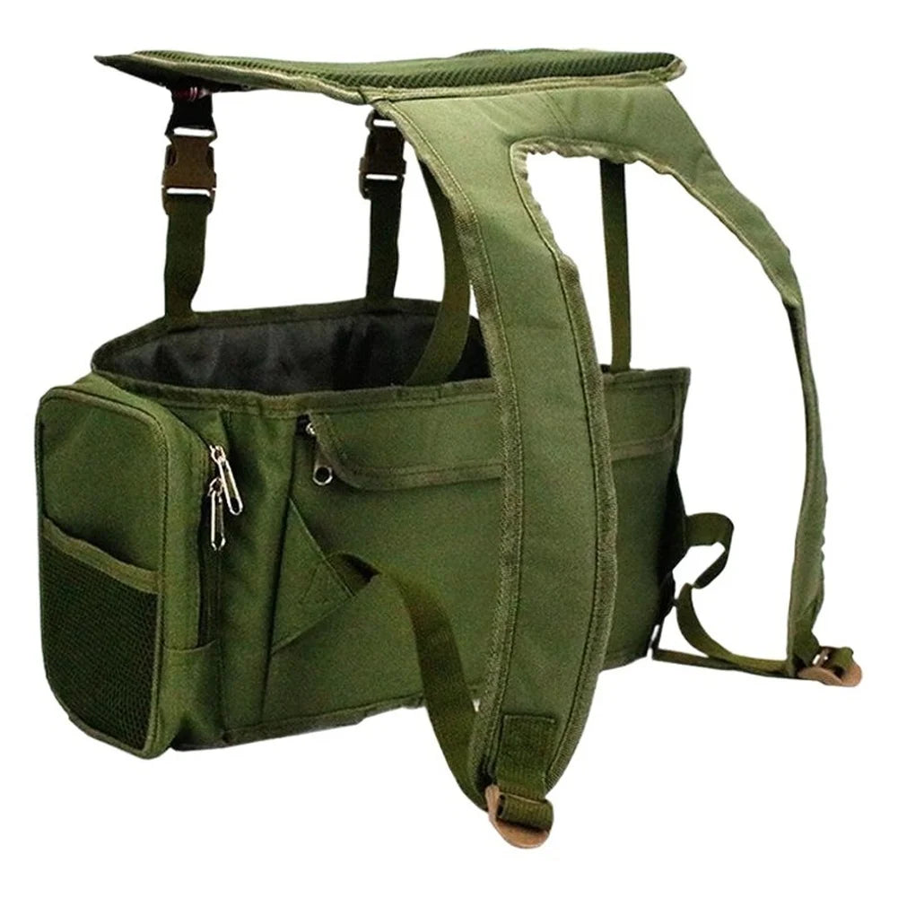 Waterproof Nylon Fishing Backpack with 36L Tackle Box and Mesh Seat Cushion Green Multifunctional 40Cm 20Cm 38Cm