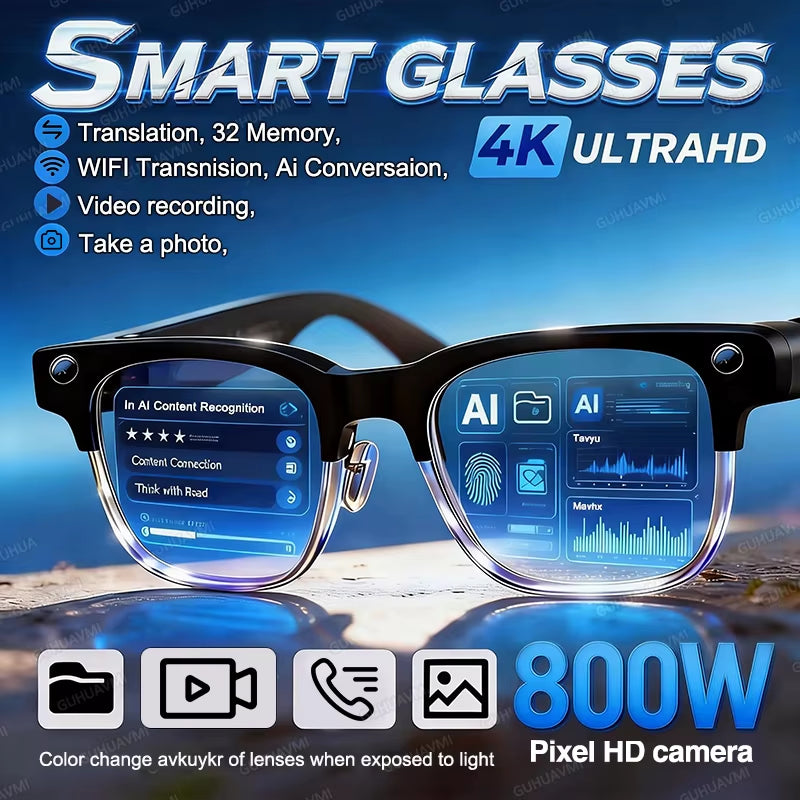  Camera Smart Glasses Video 